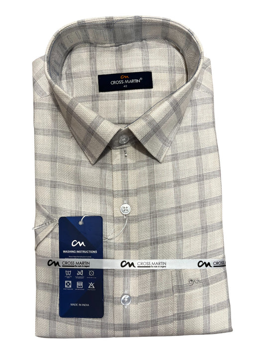 Southloom Pure Cotton Off-White Cheack Shirt (XL HS)