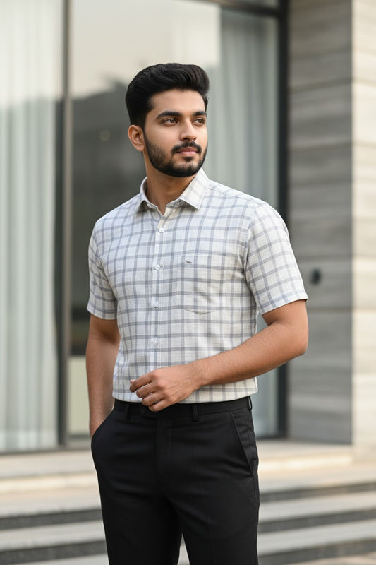 Southloom Pure Cotton Off-White Check Shirt SLSHIRT 42 HS