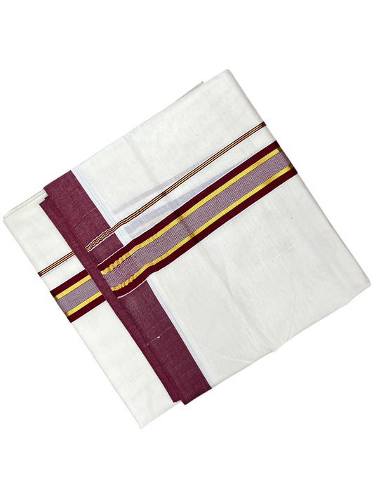 Southloom Pure Cotton Mundu with Maroon Border (South Indian Kerala Dhoti)