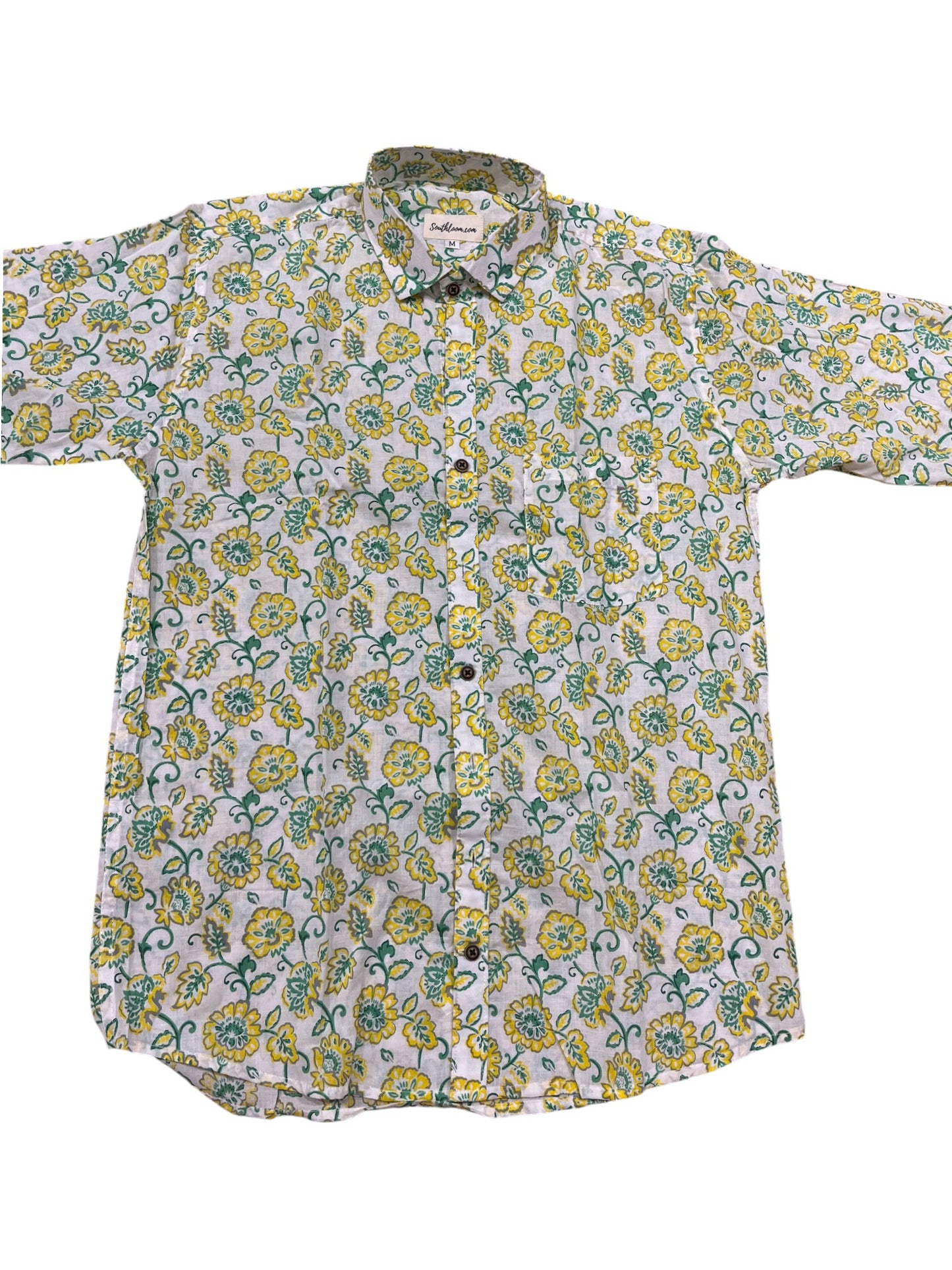 Southloom Jaipur Pure Cotton Block Printed Shirt for Men (Medium)