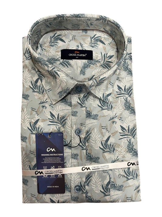 Southloom Pure Cotton Gray Printed Shirt (44 FS)