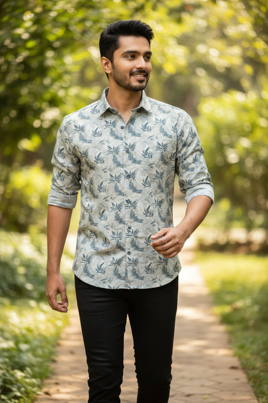 Southloom Pure Cotton Blue Printed Shirt SLSHIRT 44 FS