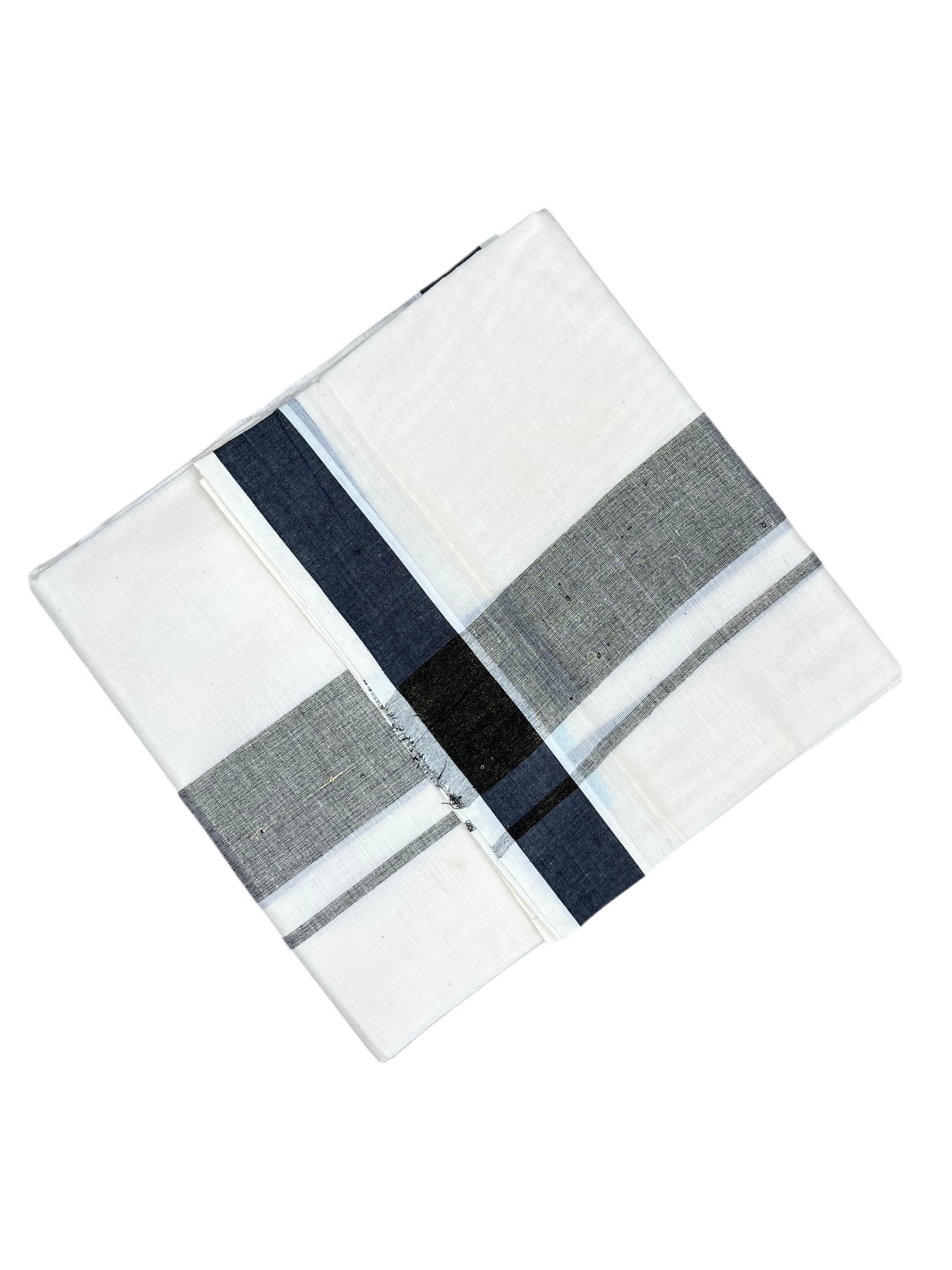 Southloom Kerala Pure Cotton Double Mundu with Black Border (South Indian Kerala Dhoti)