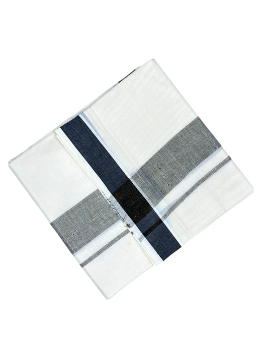 Southloom Kerala Pure Cotton Double Mundu with Black Border (South Indian Kerala Dhoti)