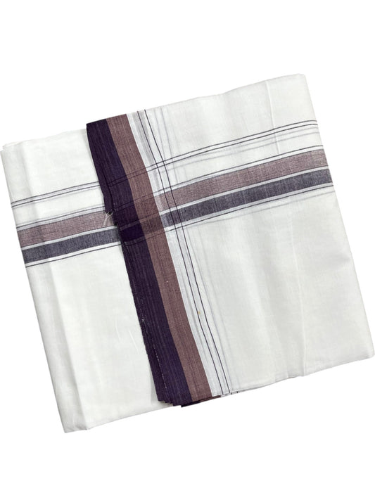 Southloom Pure Cotton Mundu with Purple Border (South Indian Kerala Dhoti)