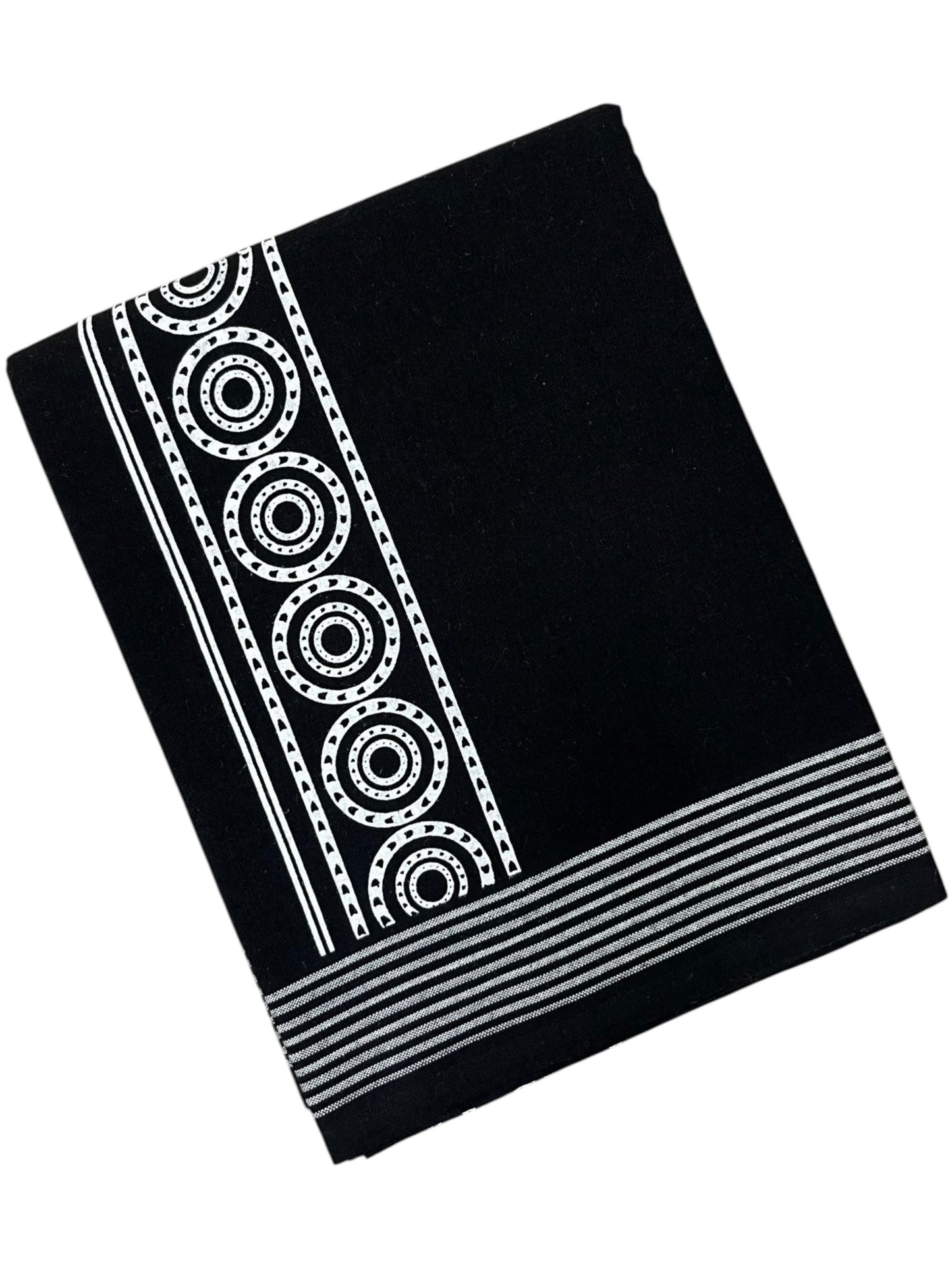 Southloom Black Printed Single Mundu / Otta Mundu / Lungi (South Indian Kerala Dhoti) SL319