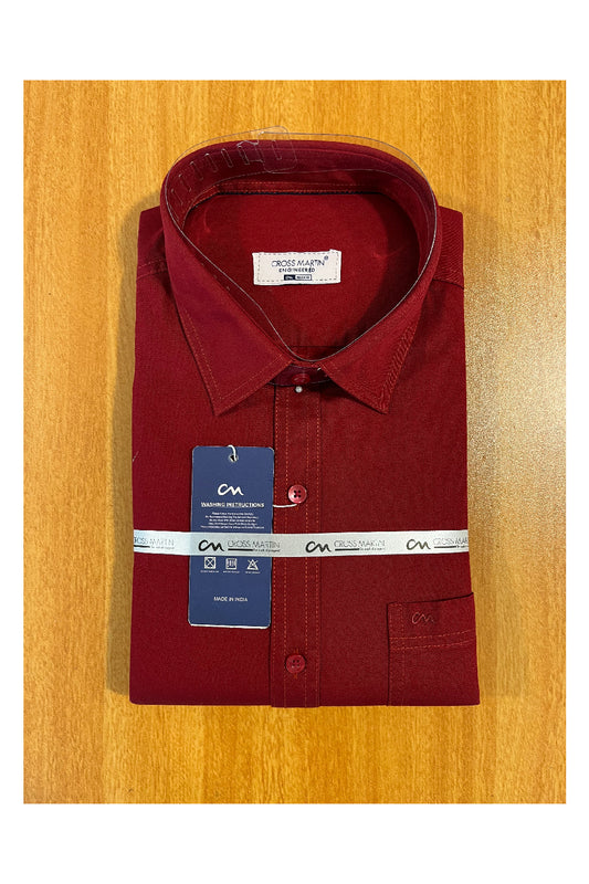 Pure Cotton Maroon Solid Shirt (46 FS)