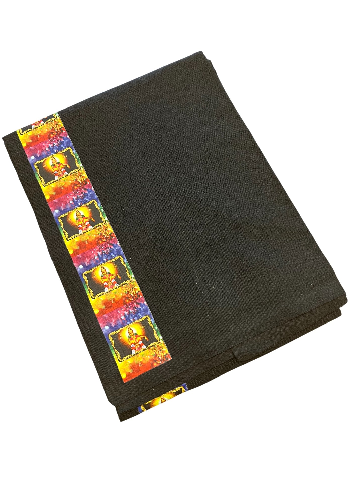 Southloom Black Printed Ayyapan Single Mundu / Otta Mundu  (South Indian Kerala Dhoti)