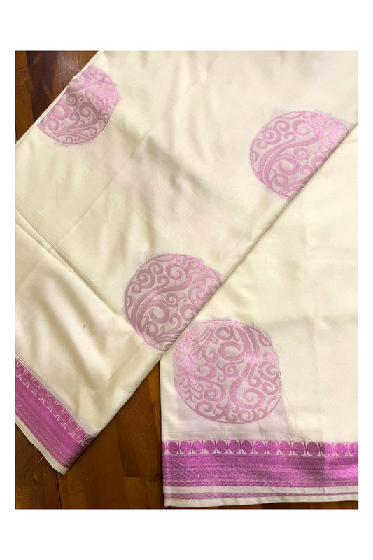 Southloom Soft Silk Beige Woven Saree with Heavy Work on Pallu