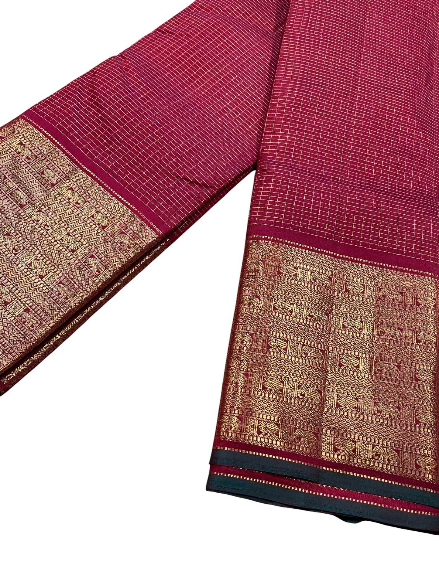 Southloom Pure Handloom Bridal Kanchipuram Silk Saree with Korvai Work (Maroon)