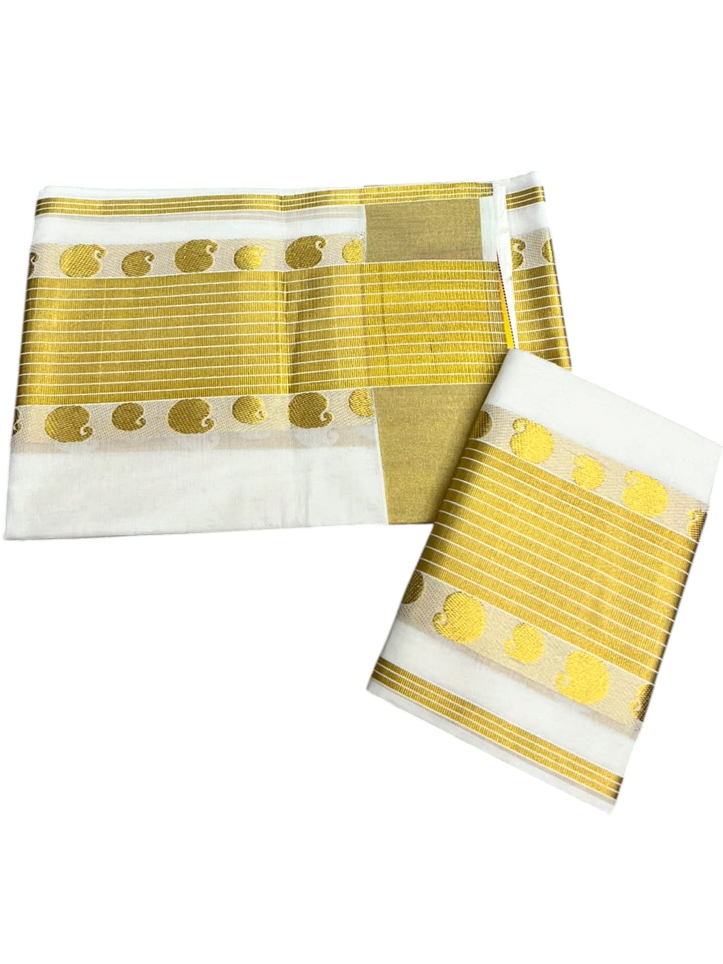 Southloom Premium Cotton Handloom Set Mundu with Manga Woven Design And Kasavu Border (2.80 Mtr) SL632