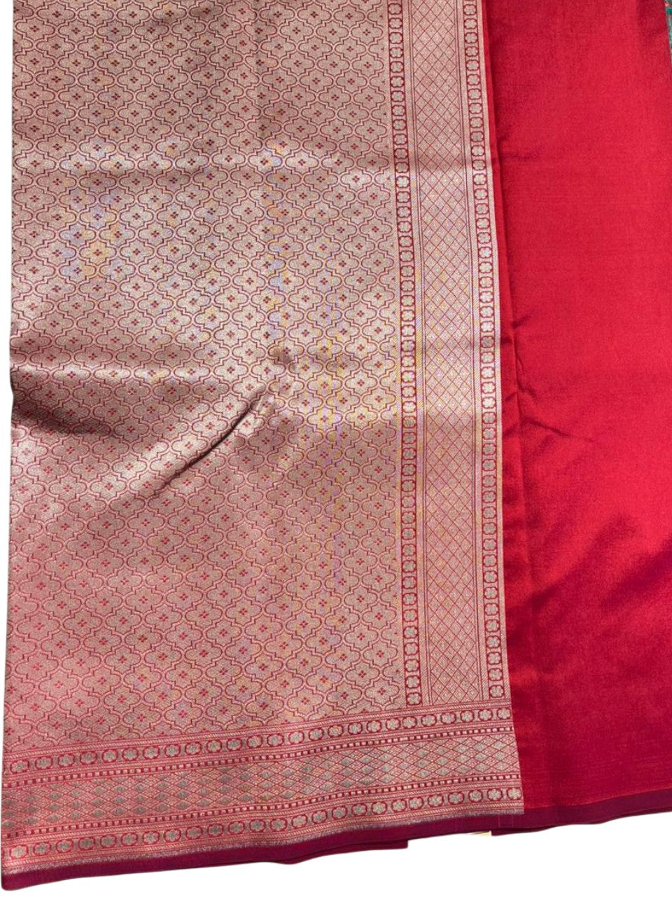 Southloom Pure Banarasi Silk Saree with Woven Work on Body and Borders ( Red)