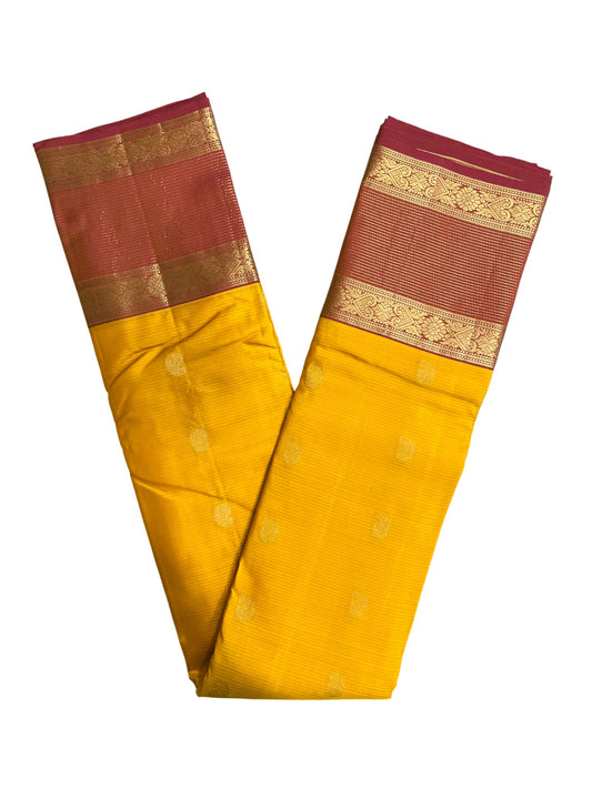 Southloom Pure Handloom Bridal Kanchipuram Silk Saree with Korvai Work (Yellow & Magenta)