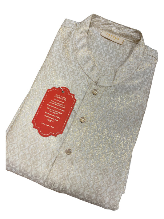 Southloom Semi Silk Short Kurta for Men in White Colour