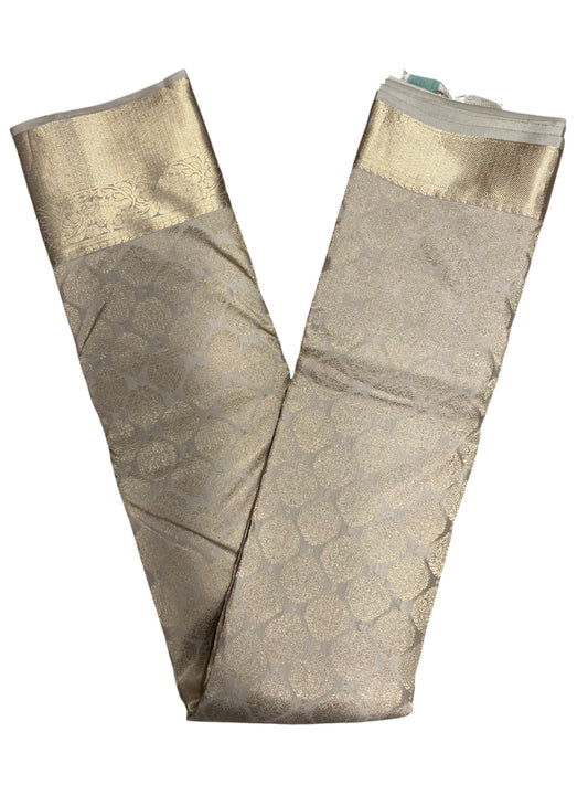 Southloom Pure Handloom Bridal Kanchipuram Silk Saree with Korvai Work (Beige)