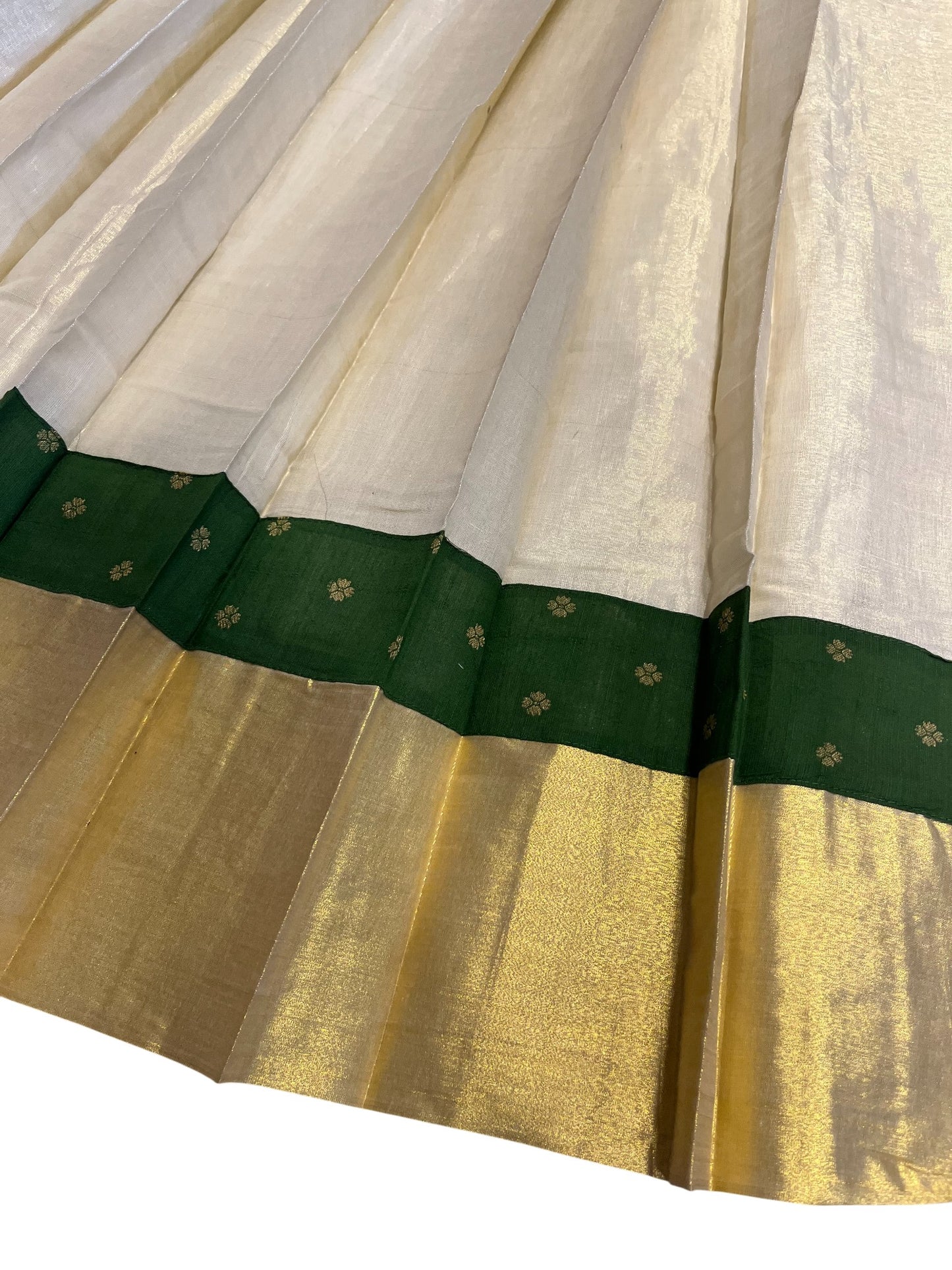 Southloom Semi Stitched Tissue  Dhavani Set with Pavada and Green Blouse Piece