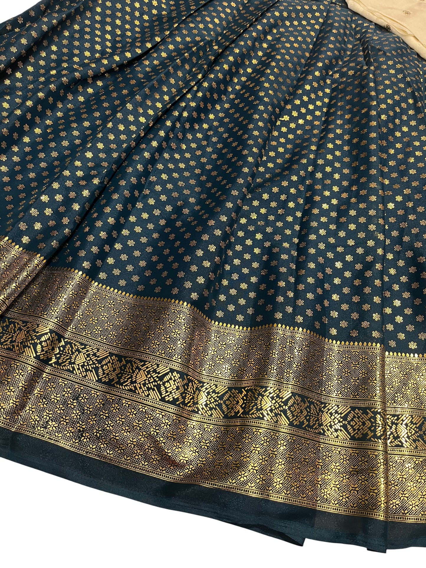 Southloom Semi Stitched  Dhavani Set with Pavada and Blue Blouse Piece