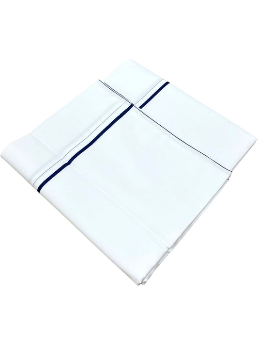 Southloom Pure White Cotton Single Eerkkil Kara Mundu with Blue Border (South Indian Kerala Dhoti)