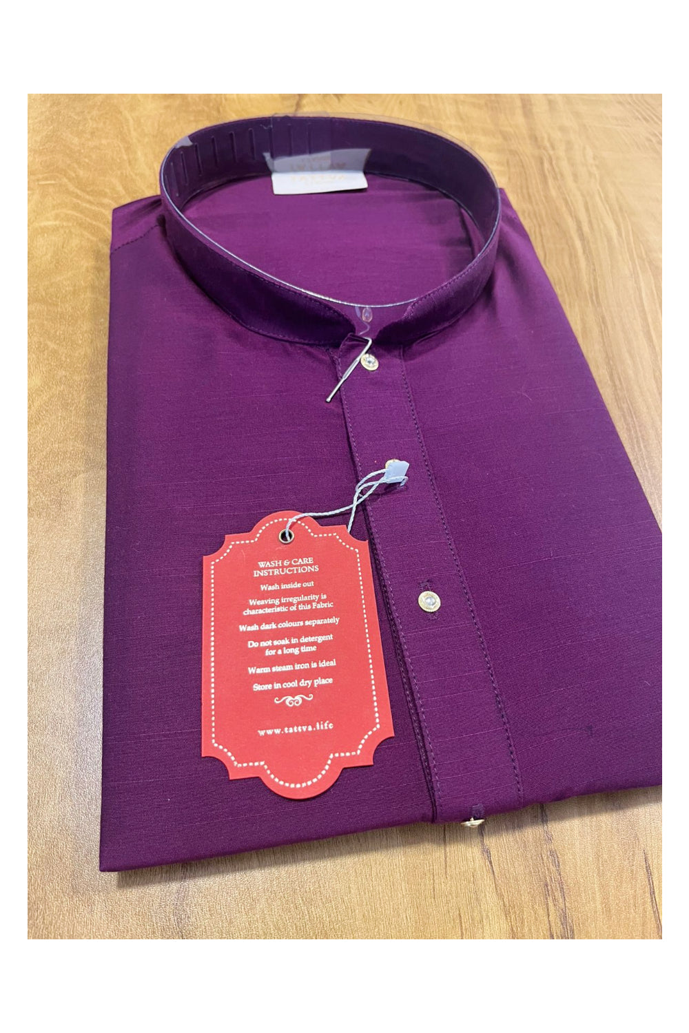 Southloom Semi Silk Short Kurta for Men in Violet Colour