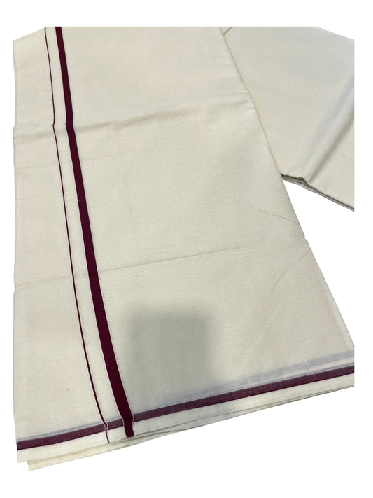 Southloom Kerala Cotton Plain Saree with Maroon Puliyilakkara Border