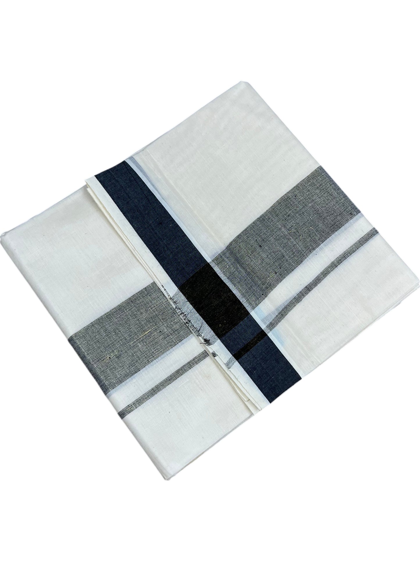 Southloom Kerala Pure Cotton Double Mundu with Black Border (South Indian Kerala Dhoti)