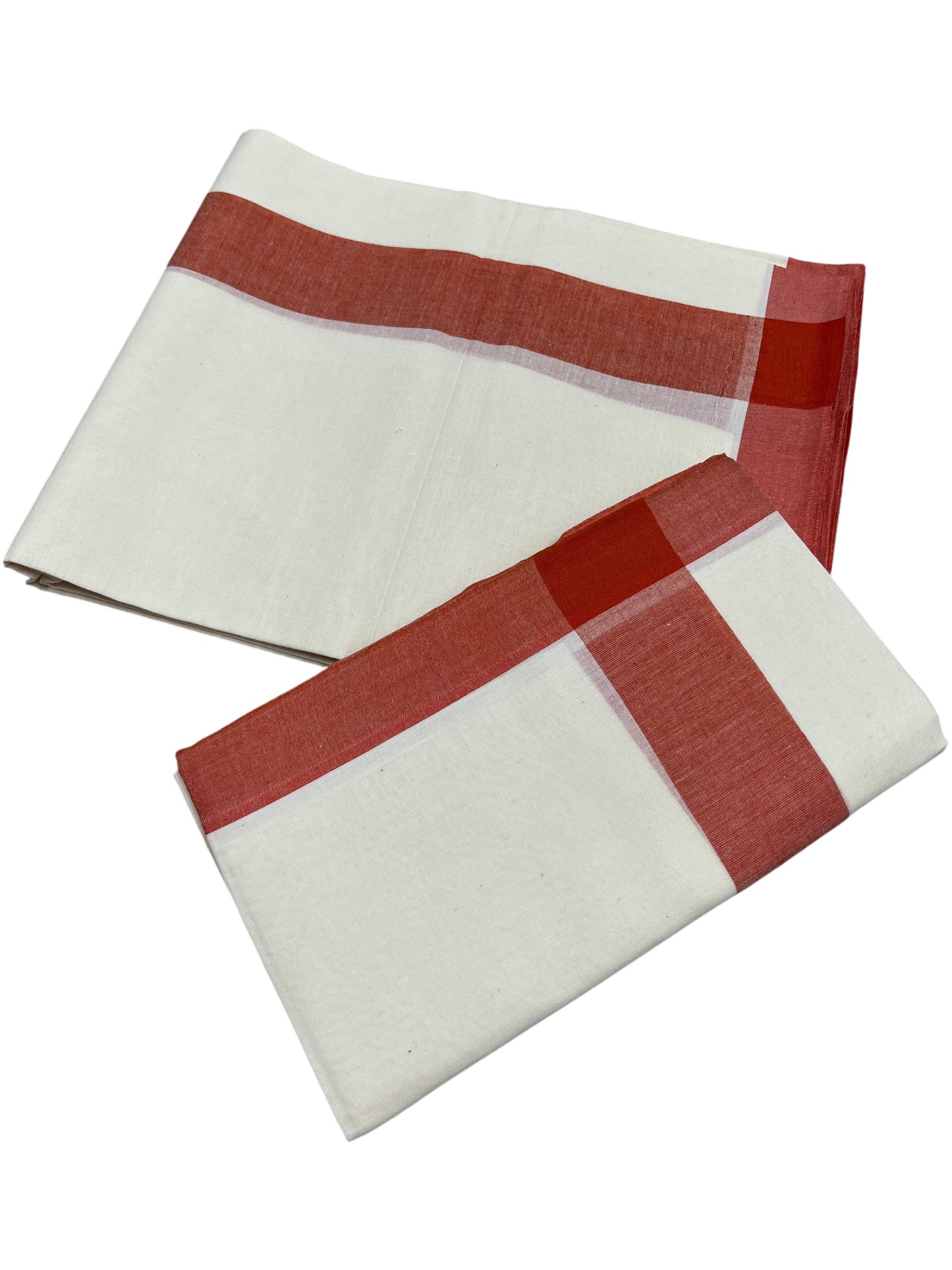 Kerala Mulloth Cotton Single Mundum Neriyathum with Orange Border