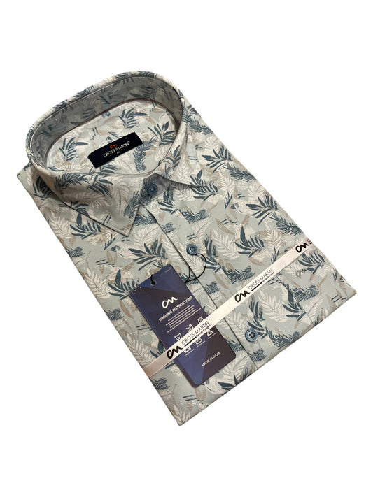 Southloom Pure Cotton Gray Printed Shirt (44 FS)