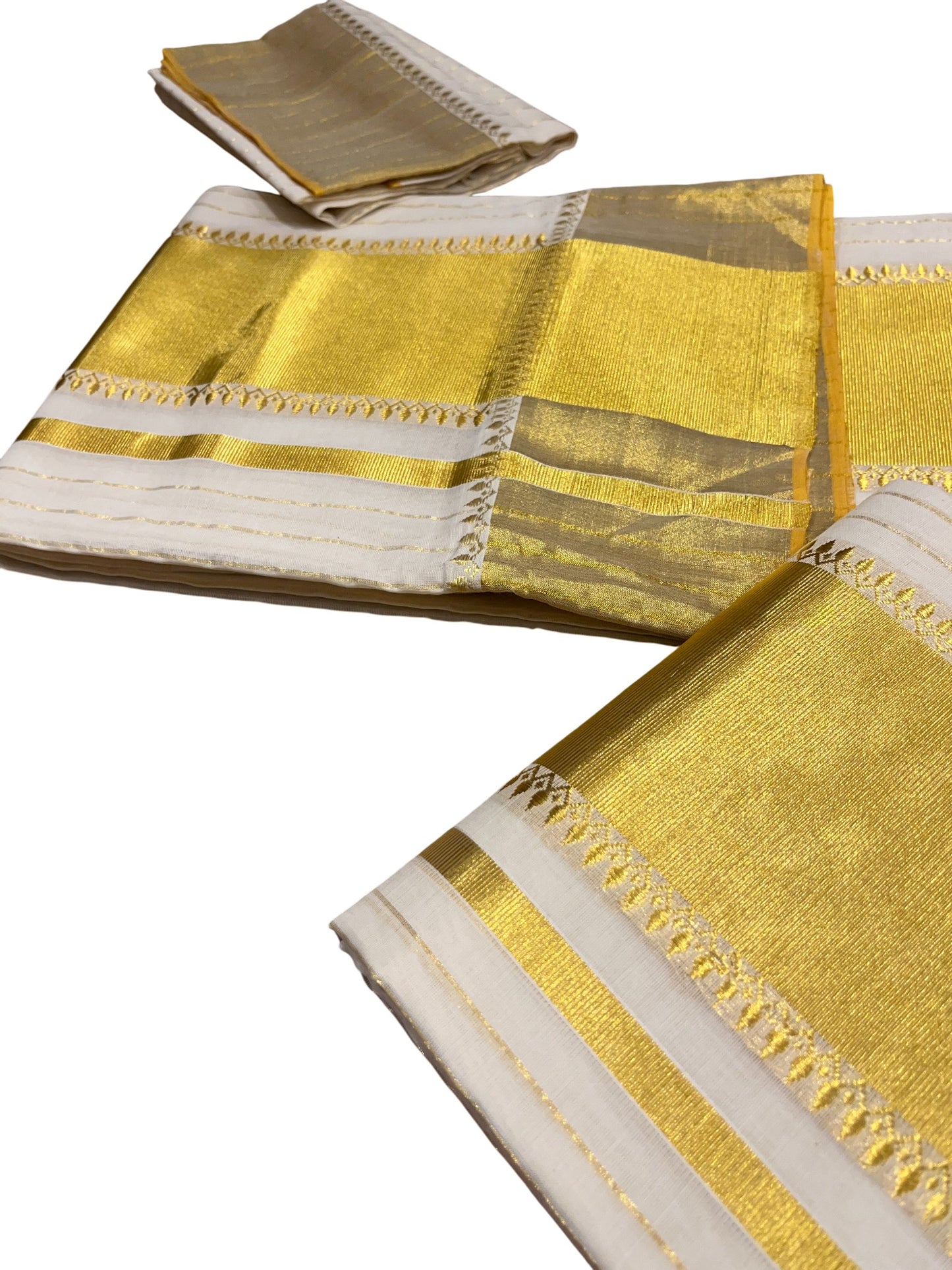 Southloom Premium Handloom Set Mundu with Kasavu and Golden Border (2.80 Mtr)