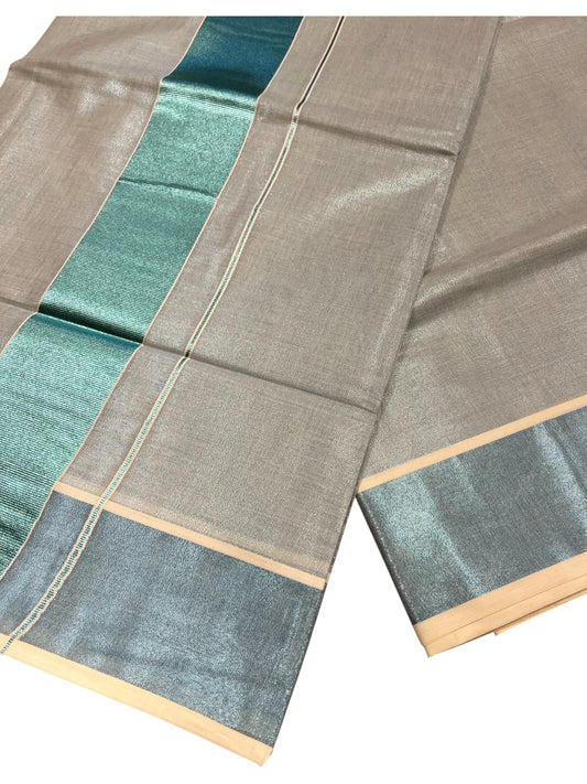 Southloom Blue Kasavu Tissue Plain Kerala Saree