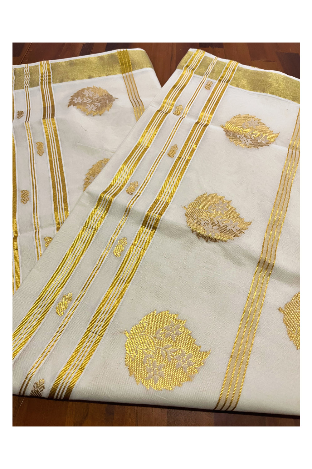 Kerala Kasavu Heavy Woven Design Cotton Saree