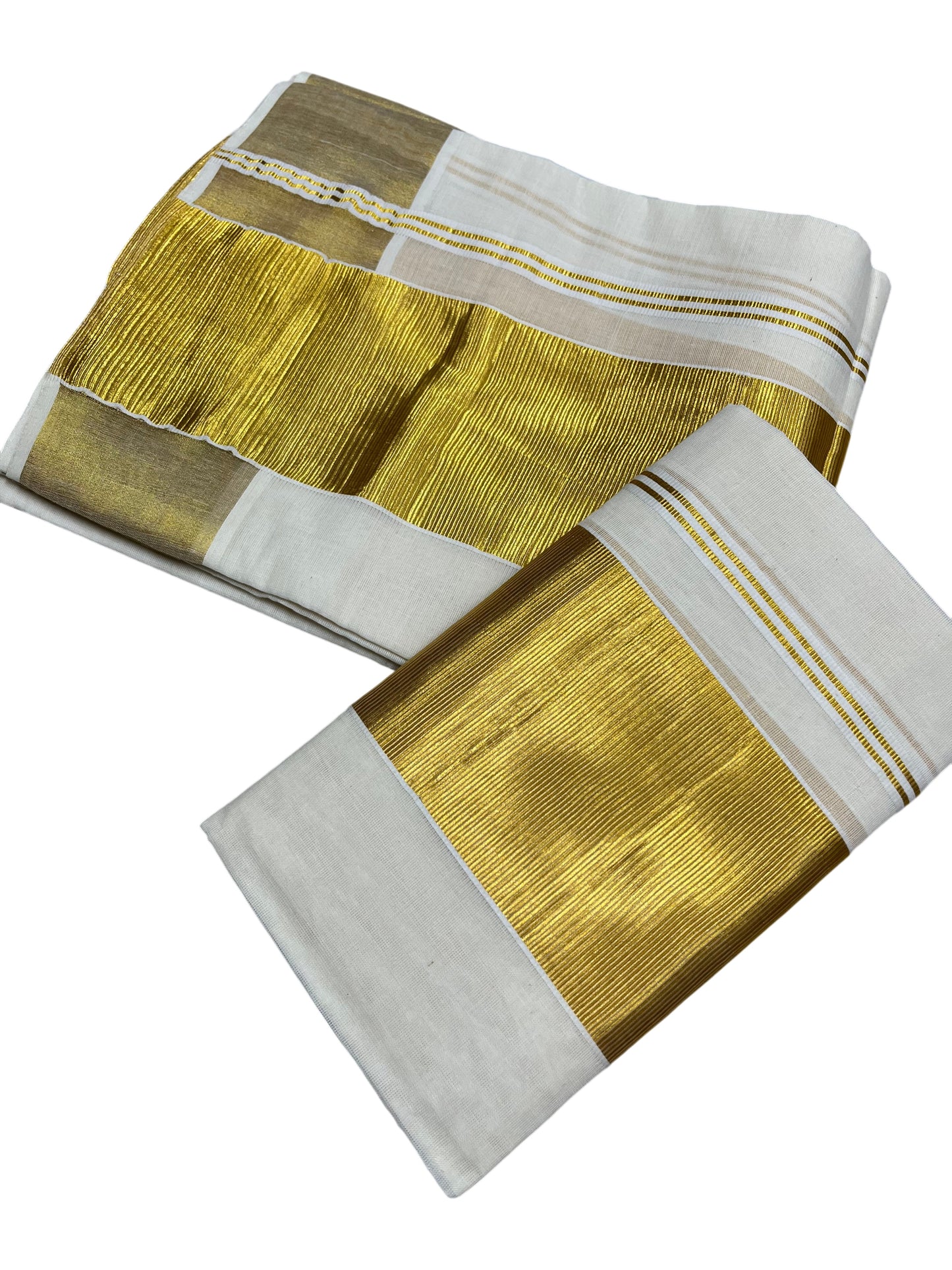 Kerala Cotton Plain Single Set Mundu (Mundum Neriyathum) with Half Fine 4 inch Border in 2.80 Mtrs