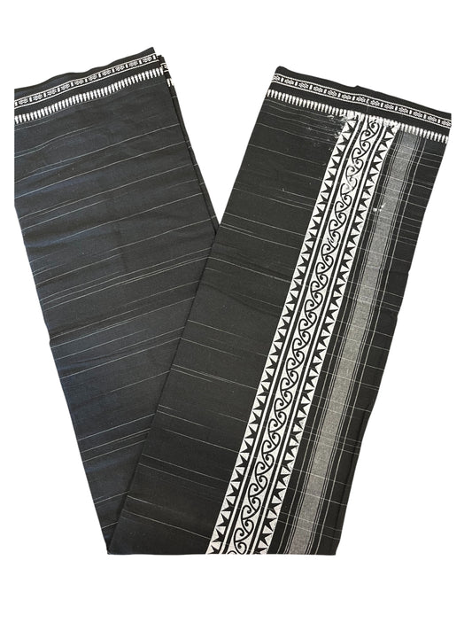 Southloom Black Printed Single Mundu / Otta Mundu / Lungi (South Indian Kerala Dhoti)