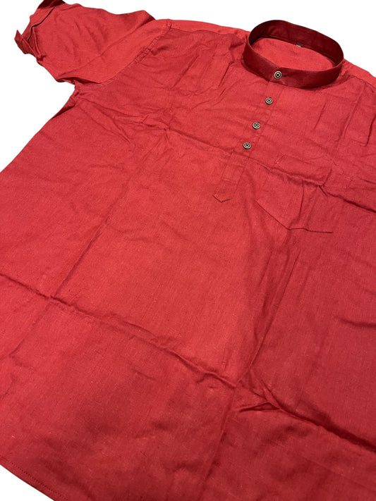 Southloom Maroon Short Cotton Kurta Shirt for Men