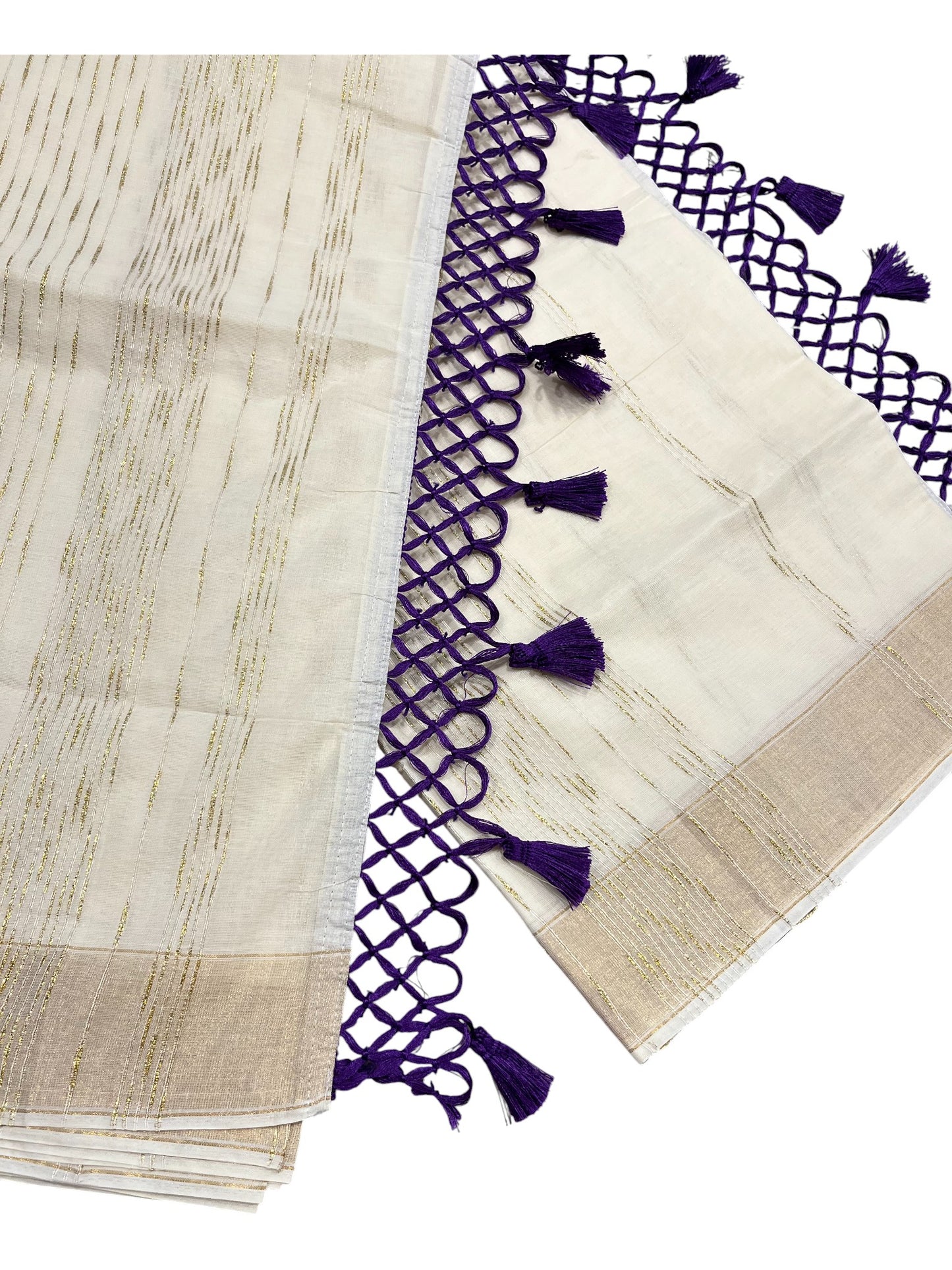 Southloom Kerala Cotton Kasavu Saree with Golden Thread Work