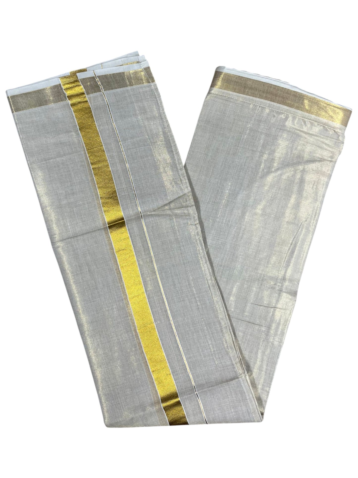 Southloom Tissue Velcro Mundu with Kasavu Border (South Indian Kerala Dhoti)