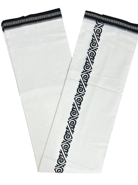 Southloom White Printed Single Mundu / Otta Mundu / Lungi (South Indian Kerala Dhoti)