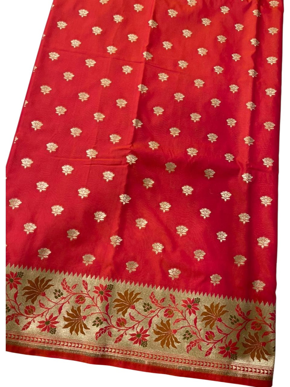 Southloom Pure Banarasi Silk Saree with Woven Work on Body and Borders (Pink And Orange)