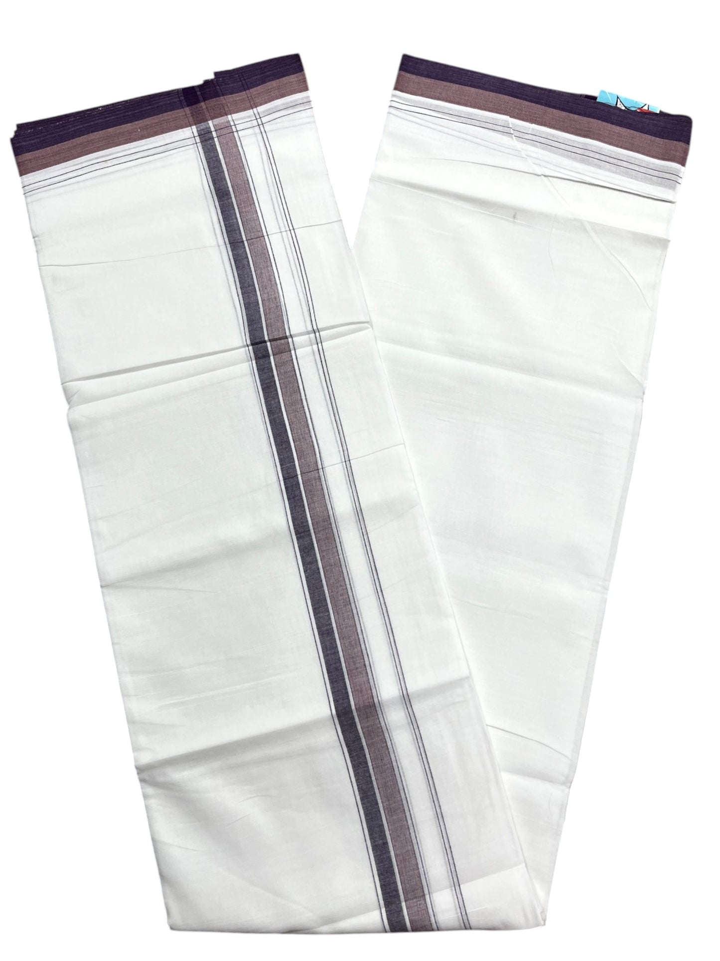 Southloom Pure Cotton Mundu with Purple Border (South Indian Kerala Dhoti)