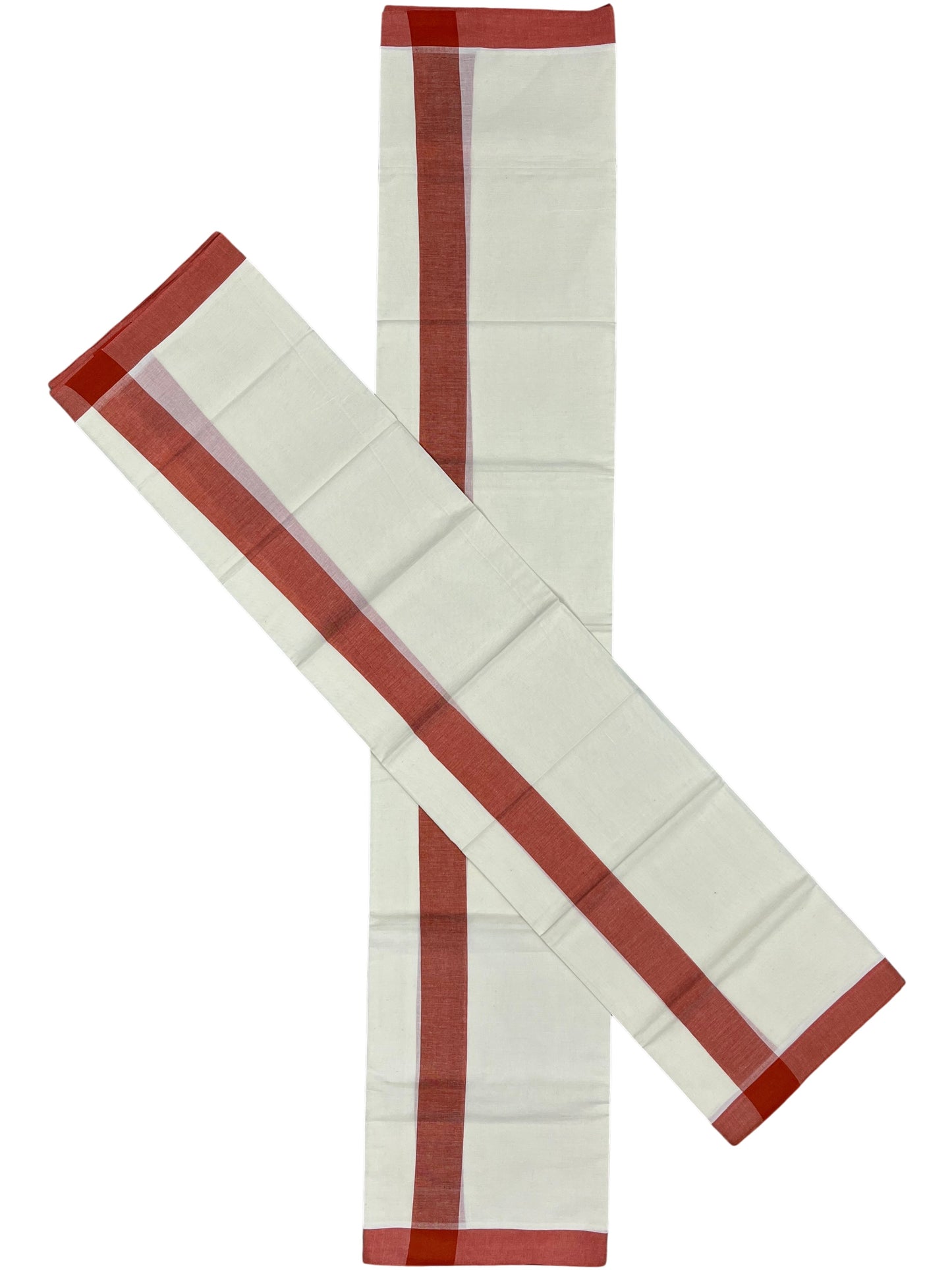 Kerala Mulloth Cotton Single Mundum Neriyathum with Orange Border