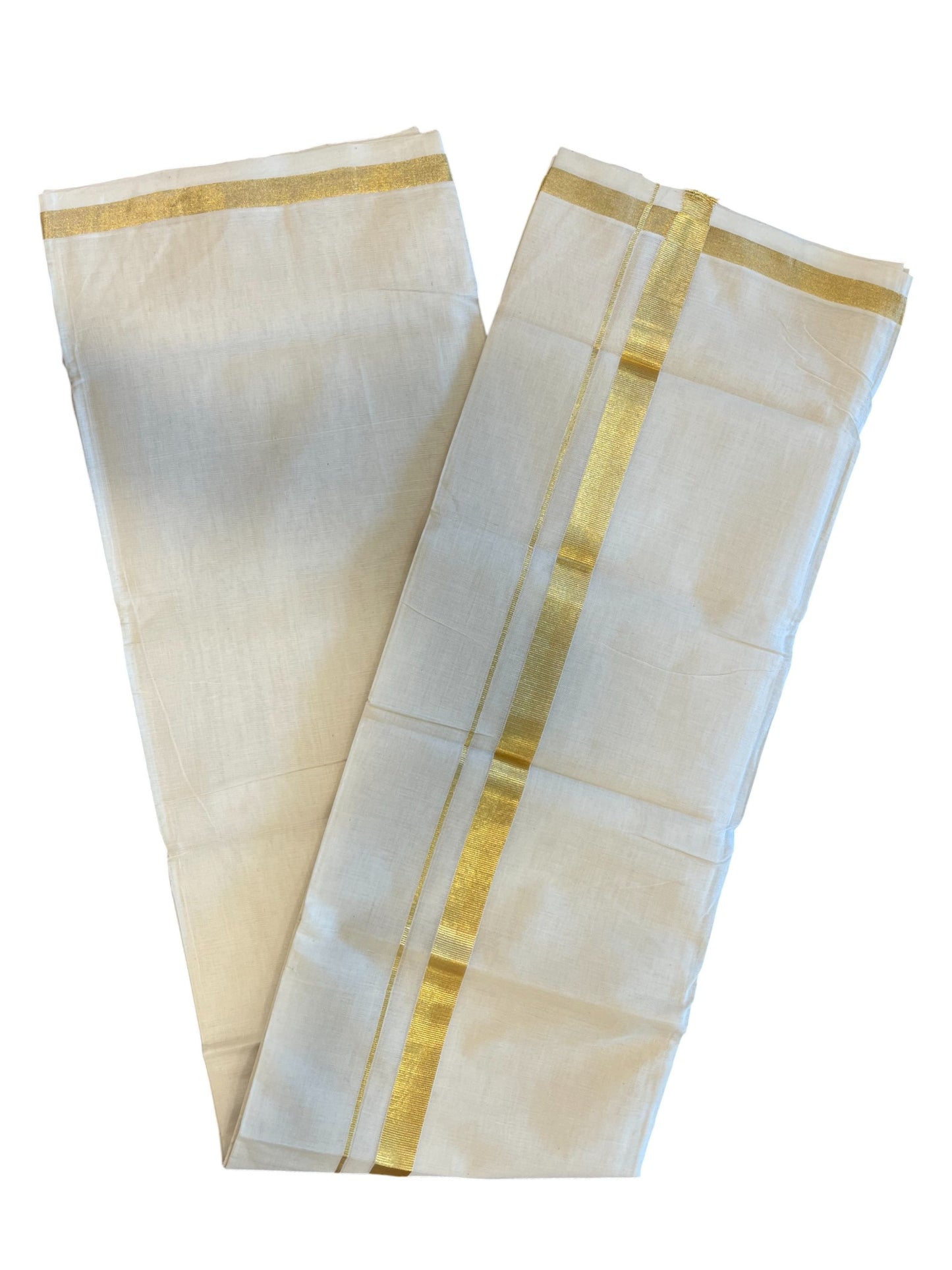 Southloom Premium Handloom Cotton Gold Kasavu Double Mundu