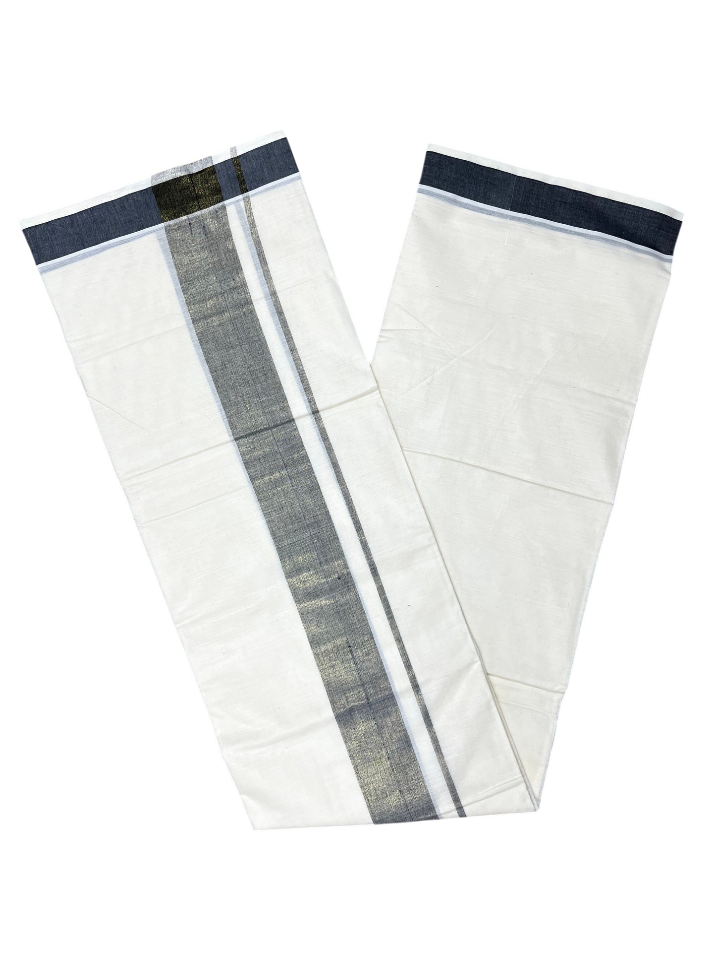 Southloom Kerala Pure Cotton Double Mundu with Black Border (South Indian Kerala Dhoti)