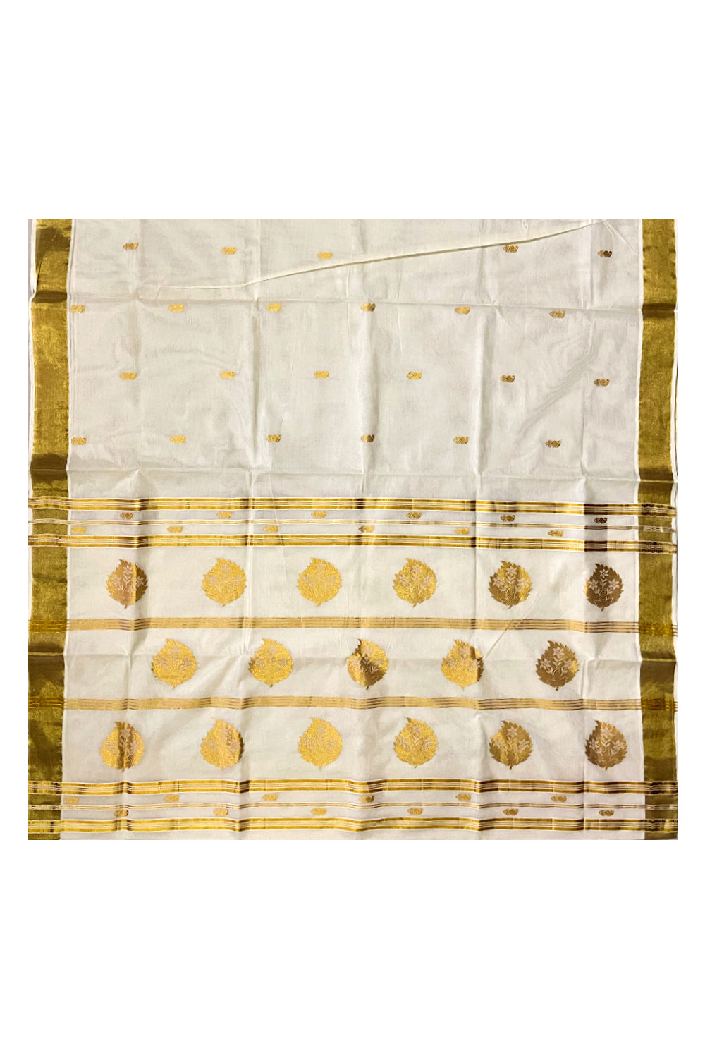 Kerala Kasavu Heavy Woven Design Cotton Saree