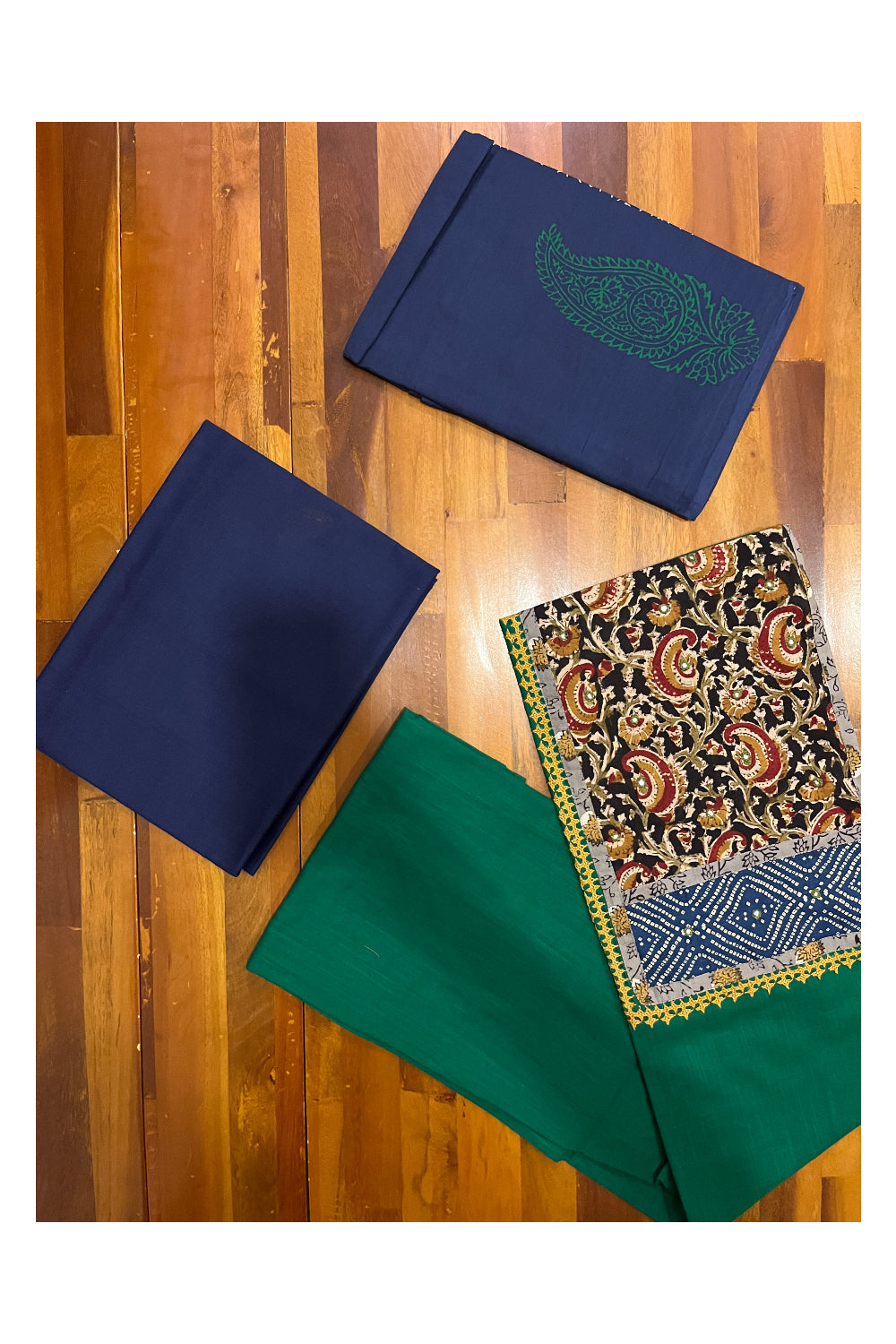 Southloom™ Cotton Churidar Salwar Suit Material in Green with Paisley Prints