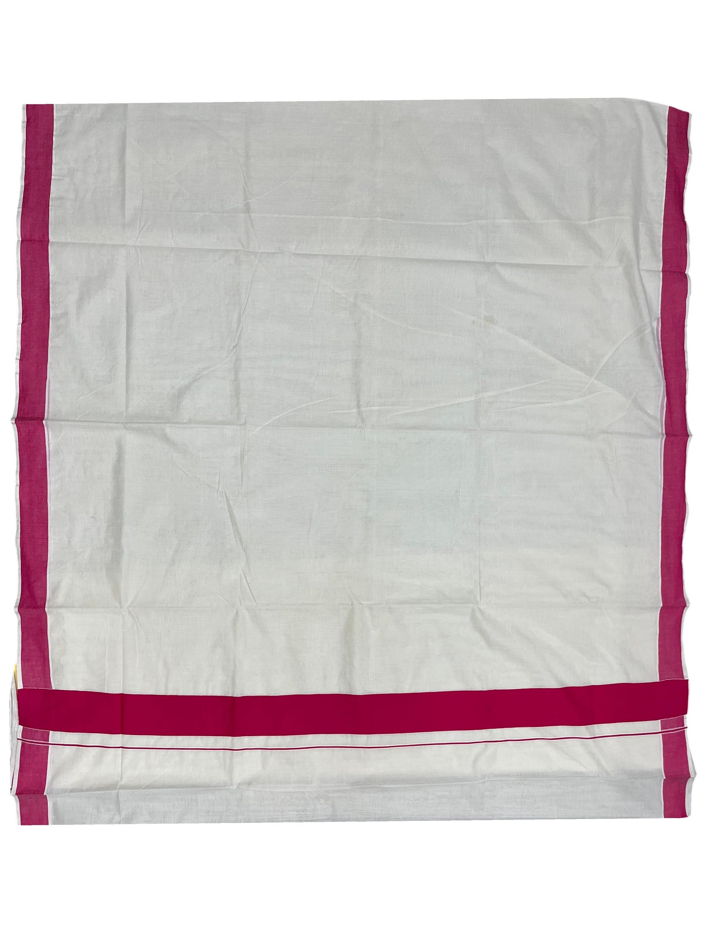 Southloom Kerala Pure Cotton Plain Kasavu Saree with Pink Border 3 inch