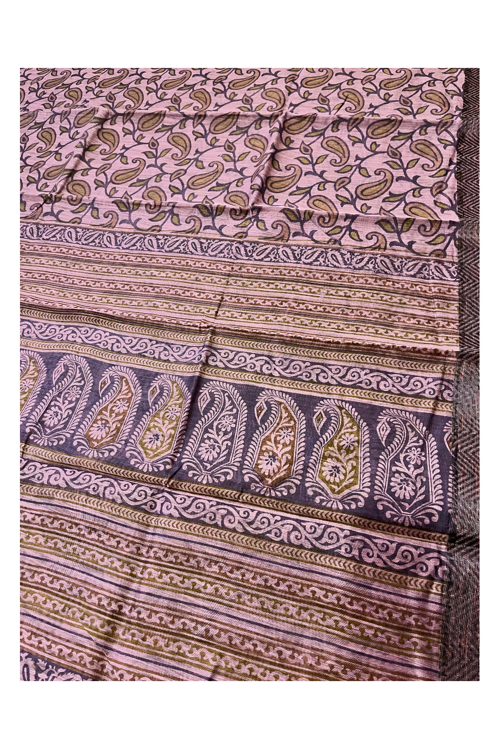 Southloom Cotton Saree with Violet Paisley Woven Patterns