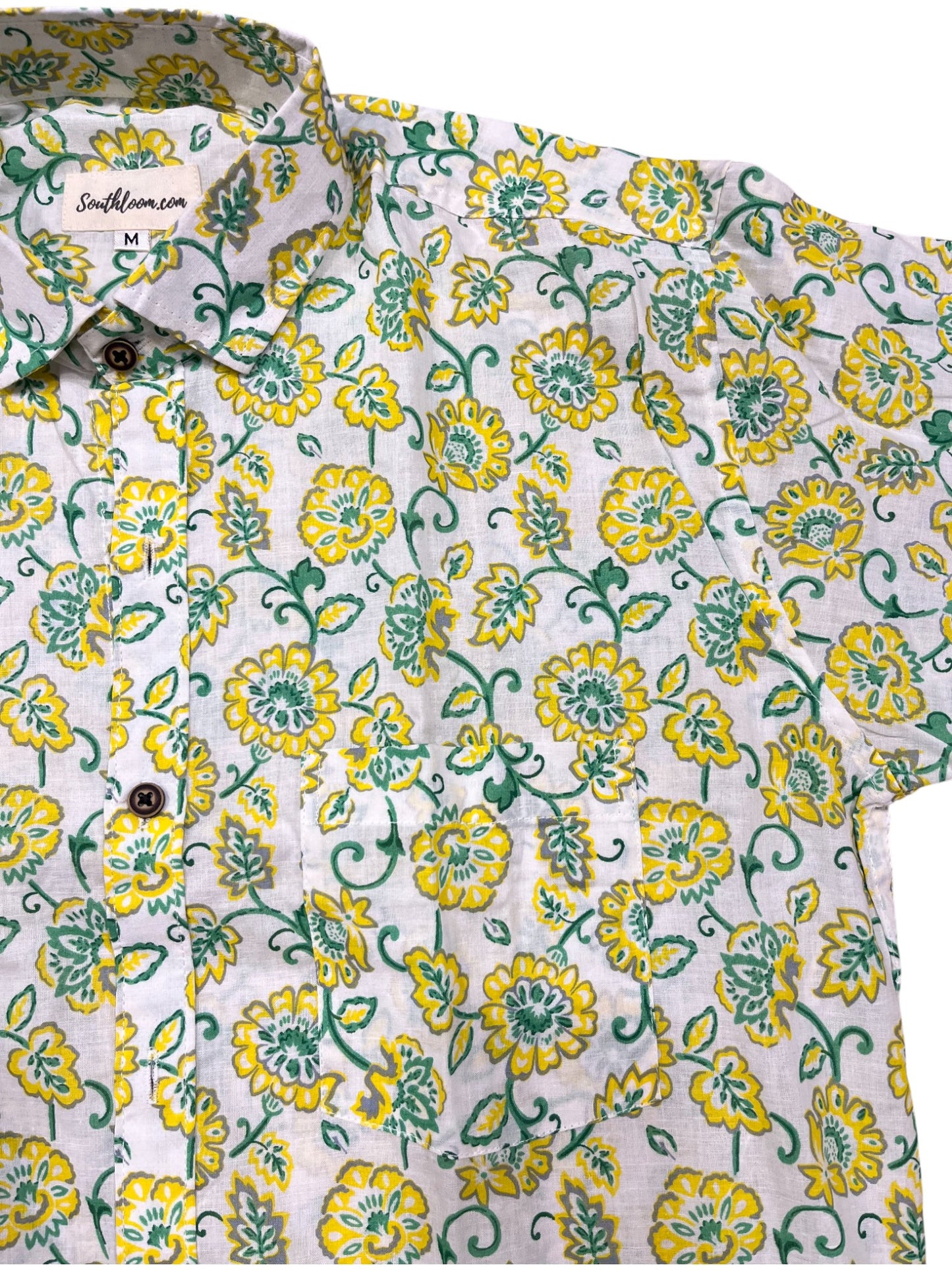 Southloom Jaipur Pure Cotton Block Printed Shirt for Men (Medium)