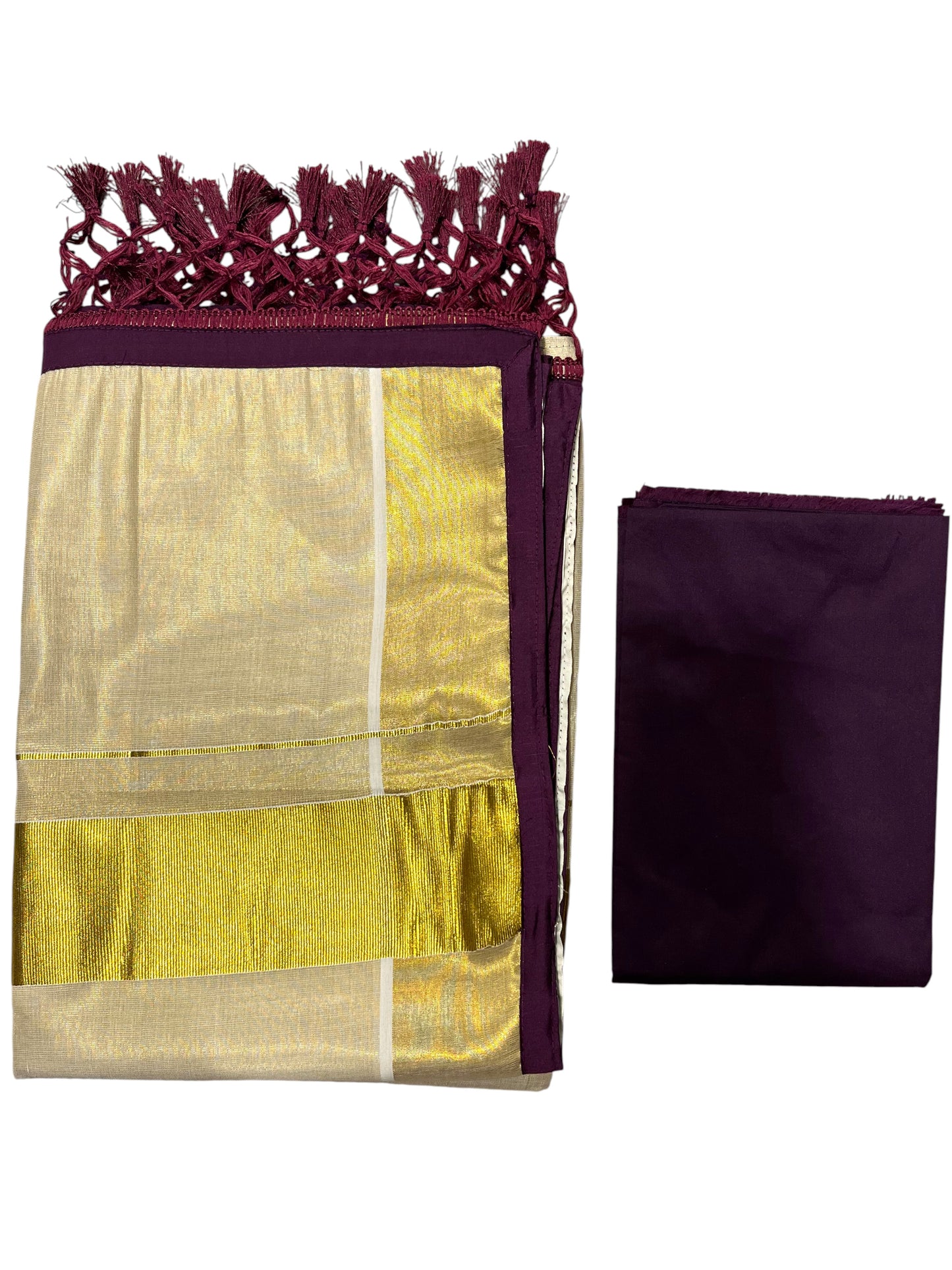 Southloom Semi Stitched Tissue Dhavani Set with Pavada and Purple Blouse Piece