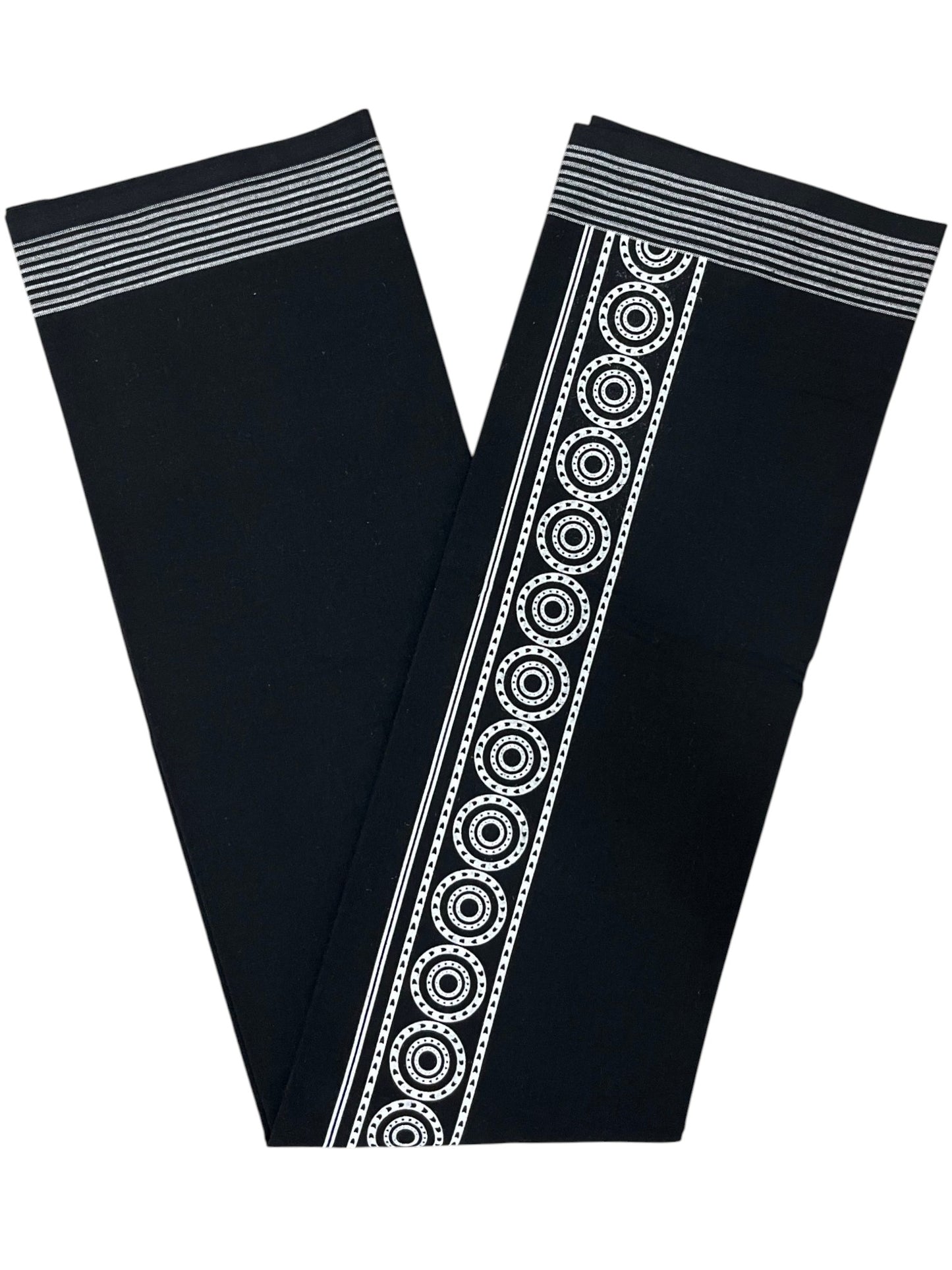 Southloom Black Printed Single Mundu / Otta Mundu / Lungi (South Indian Kerala Dhoti) SL319