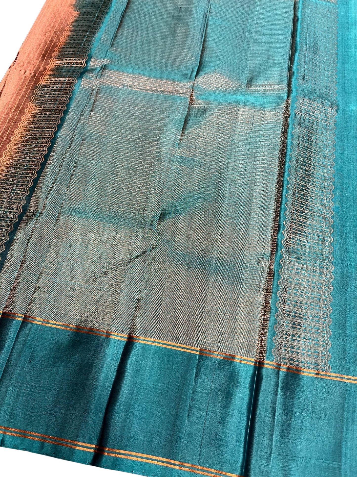 Southloom Pure Handloom Kanchipuram Silk Saree with Butta Work (Grey & Blue)
