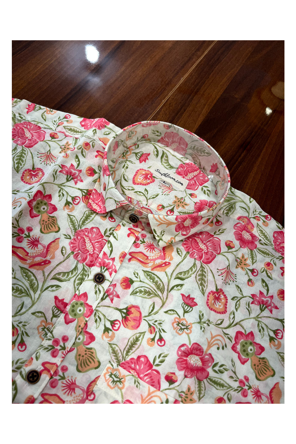 Southloom Jaipur Pure Cotton Printed Shirt For Men (Large)